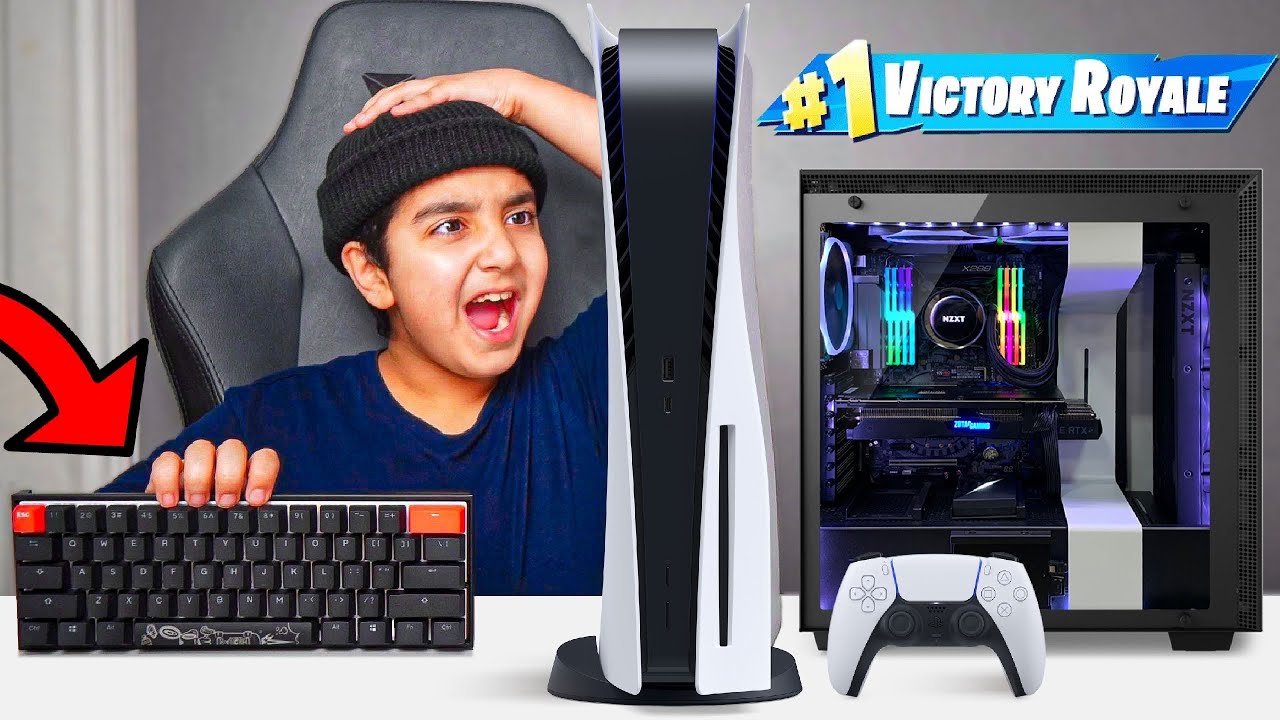 PS5 VS PC FORTNITE 1V1 With My Little Brother (GAMING PC VS PLAYSTATION 5)